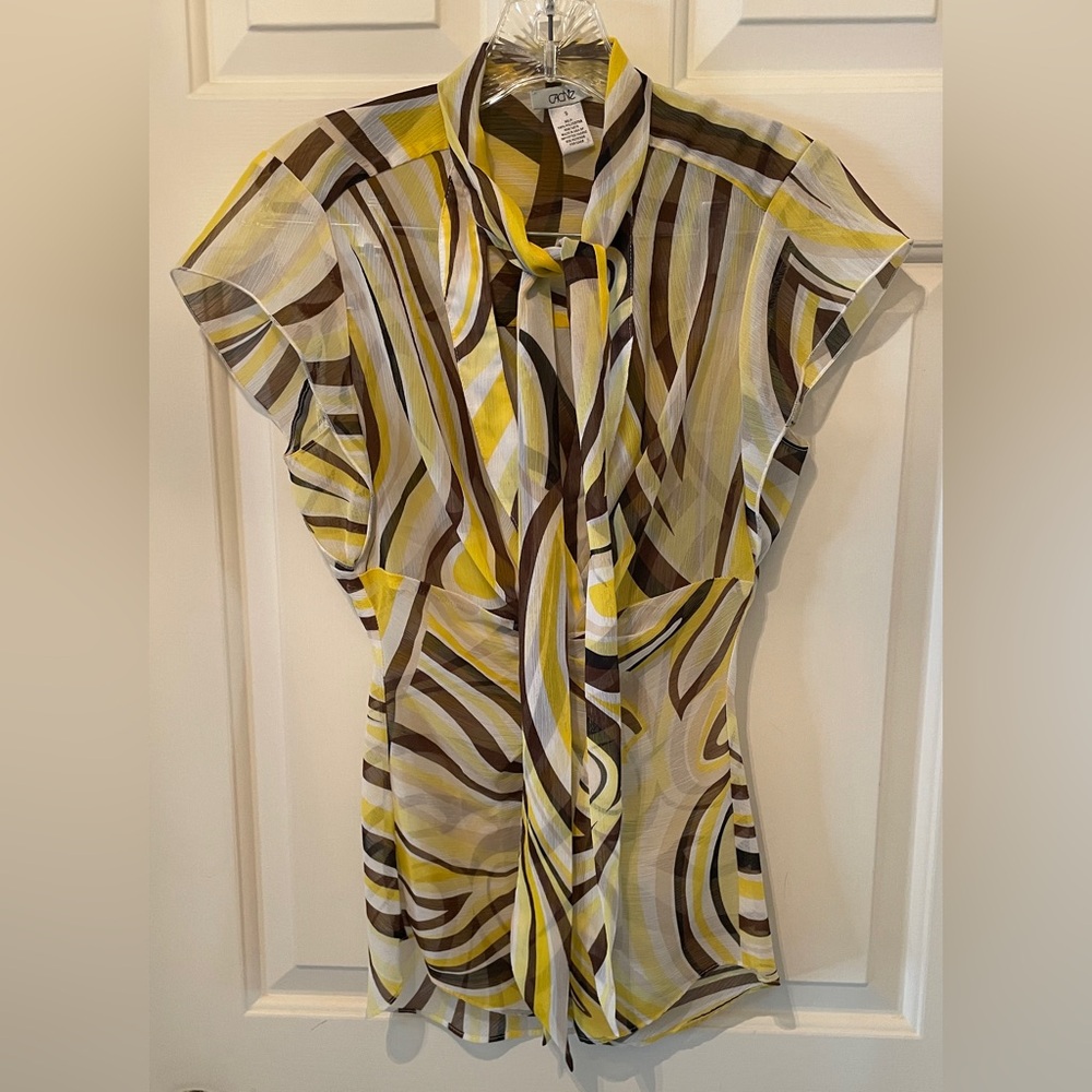 Cache Yellow And Brown Patterned Blouse - image 1